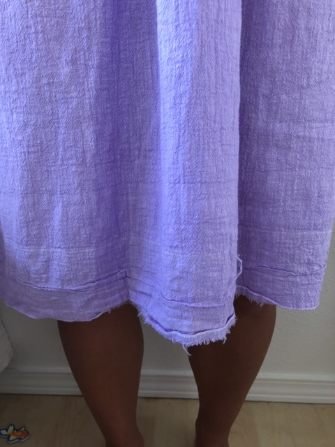 70s cotton faded lilac house dress