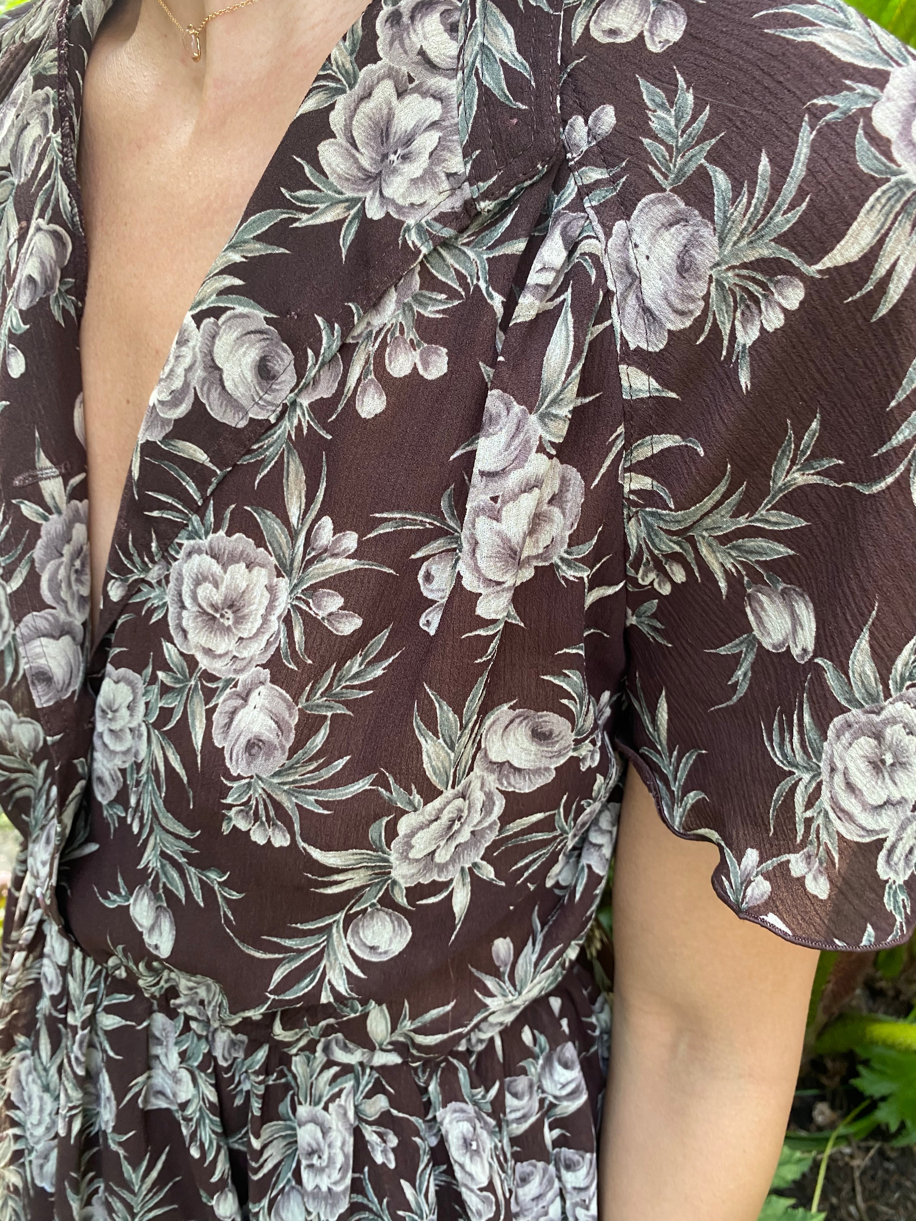 70s topshop elastic waist floral dress w pockets